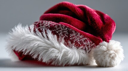 Classic Red Velvet Santa Hat Isolated