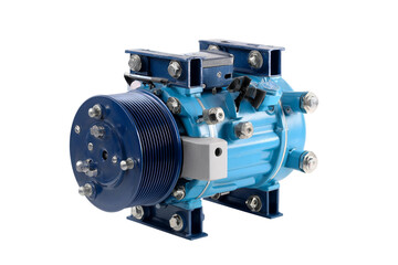 High-pressure rotary screw compressor isolated on transparent background