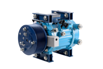 High-pressure rotary screw compressor isolated on transparent background