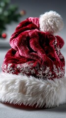 Classic Red Velvet Santa Hat with White Fur Trim