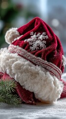 Classic Red Velvet Santa Hat Isolated