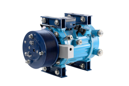 High-pressure rotary screw compressor isolated on transparent background