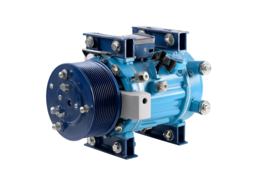 High-pressure rotary screw compressor isolated on transparent background