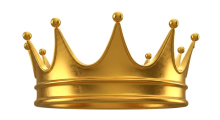 A Detailed Golden Royal Crown with Ornate Design on a Black Background king isolated on a transparent background