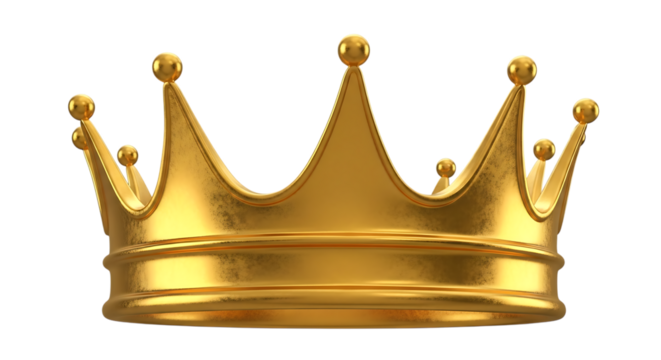 A Detailed Golden Royal Crown with Ornate Design on a Black Background king isolated on a transparent background