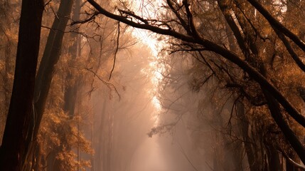 Autumn Avenue Silhouettes Softly Glow