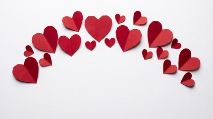 Red paper hearts isolated on transparent background. Valentine's day.