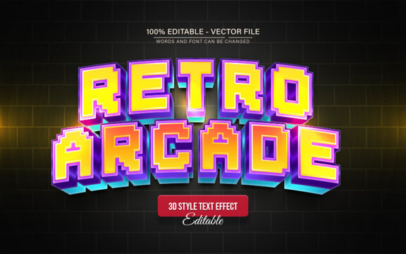 Retro Arcade Pixel Style 3D Text Effect Editable