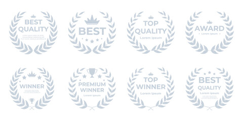 Set of silver medal icons featuring polished metallic surfaces, second-place award emblems, elegant victory ribbons, and premium ranking badges designed for competition graphics, achievement illustrat