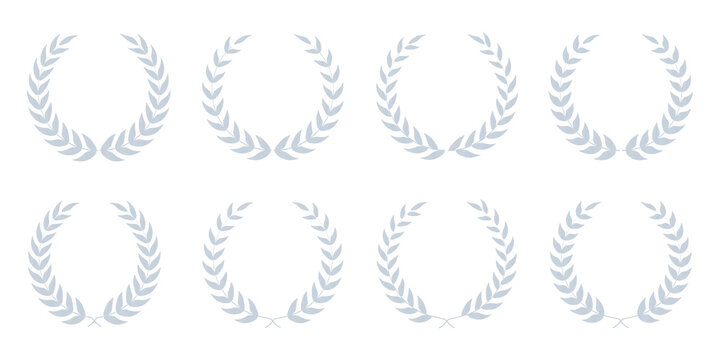 Set of silver medal icons featuring polished metallic surfaces, second-place award emblems, elegant victory ribbons, and premium ranking badges designed for competition graphics, achievement illustrat