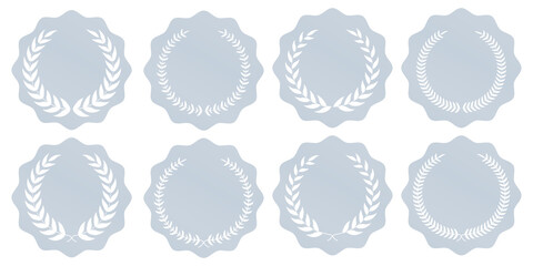 Award winner emblem collection in luxurious silver featuring radiant laurel wreaths, bold winner text, and professional recognition symbols ideal for certificates, official awards, and elite business 