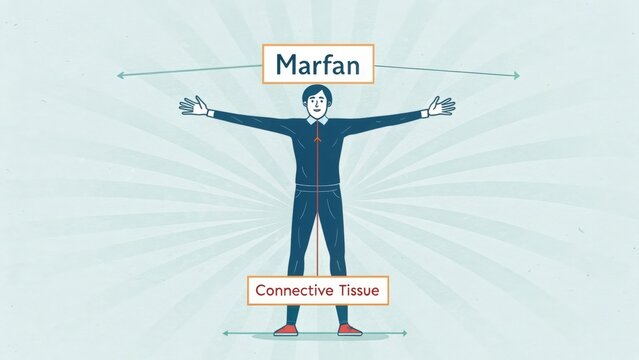 A tall figure showing arms stretched to illustrate Marfan Syndrome