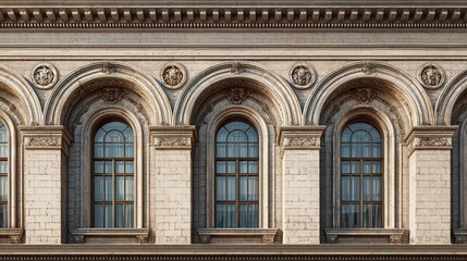 Grand classical facade featuring multiple ornate arched windows and detailed masonry.
