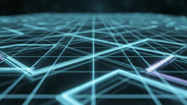 Slow motion complex geometric grid pattern subtly pulsating and shifting its interlocking lines creating a futuristic technological surface animation technological, background, digital