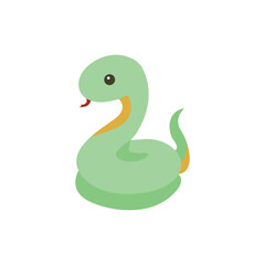 green snake cute reptile animal serpent emoji symbol sign icon vector illustration isolated flat