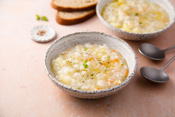 Thick vegetable soup with rice