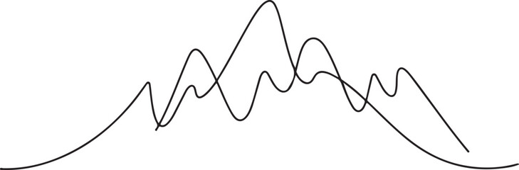 Continuous line art illustration of jagged mountain peaks using handmade sketch contour