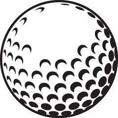 Vector Golf Ball - Black and White Close-up Icon