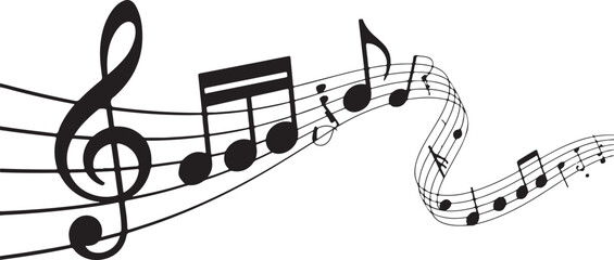 vector sheet music - musical notes melody on transparent background © Ranaart