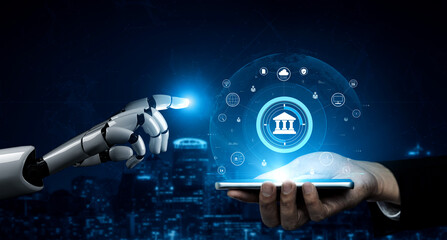 The role of AI in the global FinTech and digital banking network. An AI financial system connected to the worldwide digital economy. Motif