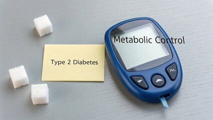 Close up view of a blood glucose meter with diabetes information