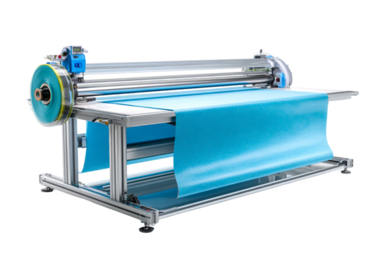 High-precision fabric cutting table isolated on transparent background