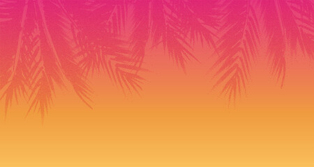 Abstract tropical sunset large palm leaves created in a halftone style. Vibrant warm composition ideal for modern designs, travel themes, and minimalist nature artwork. © ugina