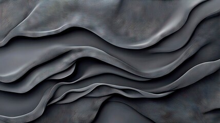 An abstract, monochromatic background featuring flowing, layered fabric textures with dramatic shadows and subtle highlights, creating a sense of depth and move