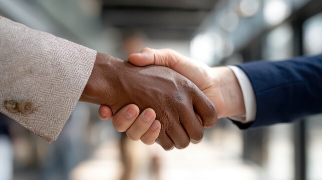 Professional handshake in a contemporary workplace, representing partnership and mutual commitment