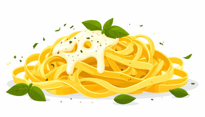 Delicious Fettuccine Alfredo with fresh basil and parsley, a classic Italian pasta dish