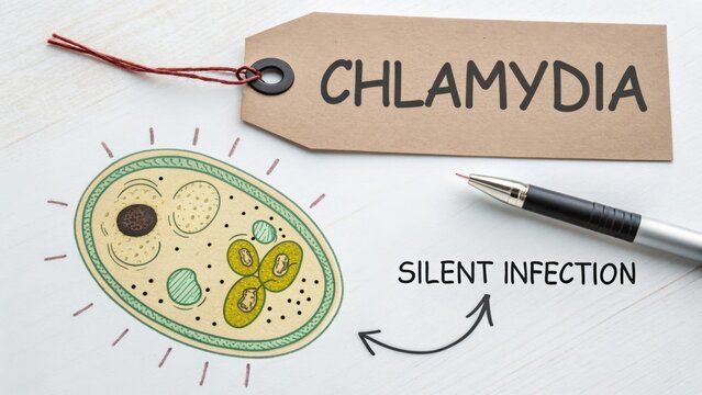 Diagram of Chlamydia Bacteria Cell and Labeled Silent Infection
