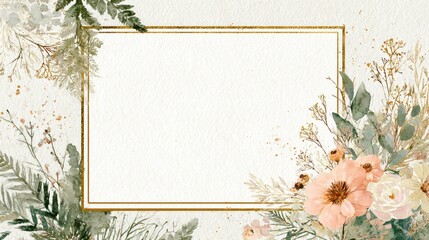 Ready-to-use floral invitation card with leaves and greenery for wedding stationery