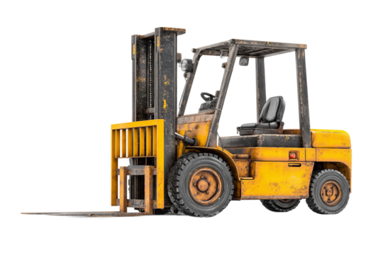 Pallet handling forklift isolated on transparent background