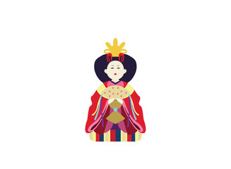 japanese dolls empress emperor doll traditional toy emoji symbol sign icon vector illustration isolated flat