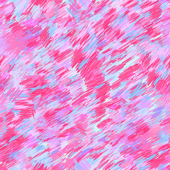 Vibrant seamless abstract pattern with energetic vector brush strokes in pink, blue, and lilac tones. Dynamic, modern, expressive texture perfect for fashion prints, packaging, stationery, and trendy 