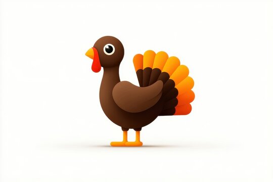 Celebrating thanksgiving with a single turkey icon on a blank background for culinary symbolism - Powered by Adobe