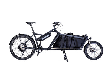 Electric Cargo Bike in a studio white background