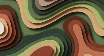 Topographic map with paper cut effect earth tone color abstract