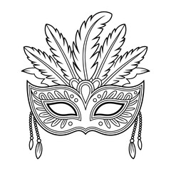 Mask illustration vector style coloring page