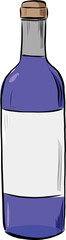 Purple glass bottle with blank label illustration