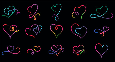 Colorful Heart Shape Illustrations in Various Styles for Valentines Day and Love Concepts