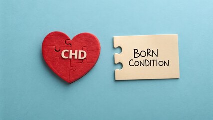 Heart shaped puzzle illustrating congenital heart defect condition