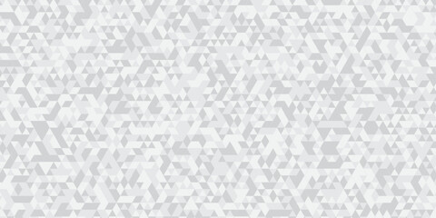 Abstract geometric white and gray background seamless mosaic and low polygon triangle texture wallpaper. Triangle shape retro wall grid pattern geometric ornament tile vector square element.	