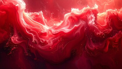 Abstract swirls of deep crimson and lighter red merging in a dynamic flow against a dark backdrop
