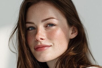 Woman with Long Hair and Natural Smile