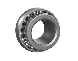 High-Resolution Cylindrical OD Wide Inner Ring Insert Bearing: Precision Chrome Steel Ball Bearing Component for Heavy Industrial Machinery and Power Transmission Systems, Isolated PNG 3D Render Asset