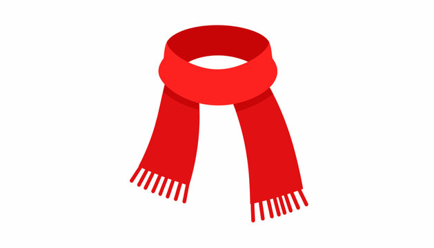 Illustration of a red scarf with tassels on a white background.
