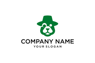 Smart Green Bear Mascot Logo with Fedora Hat and Monocle