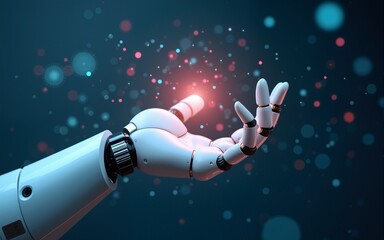 Innovative technology in science medical health care futuristic. Hand robot or cyborg artificial intelligence AI holding hair skin and virtual interface medical icon network. 3D Vector. High quality