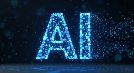 Abstract representation of Artificial Intelligence with glowing blue particles forming the letters AI.